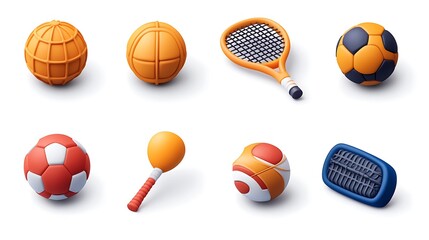 Sports equipment collection indoor playground graphics fun top view