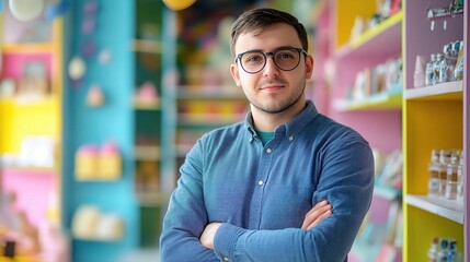 Fototapeta premium Confident Business Owner in Colorful Shop Environment