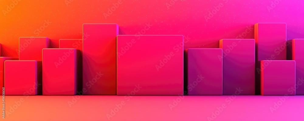 Poster Sparkle abstract background concept. Bright and vibrant abstract blocks in pink and orange hues create a lively background.