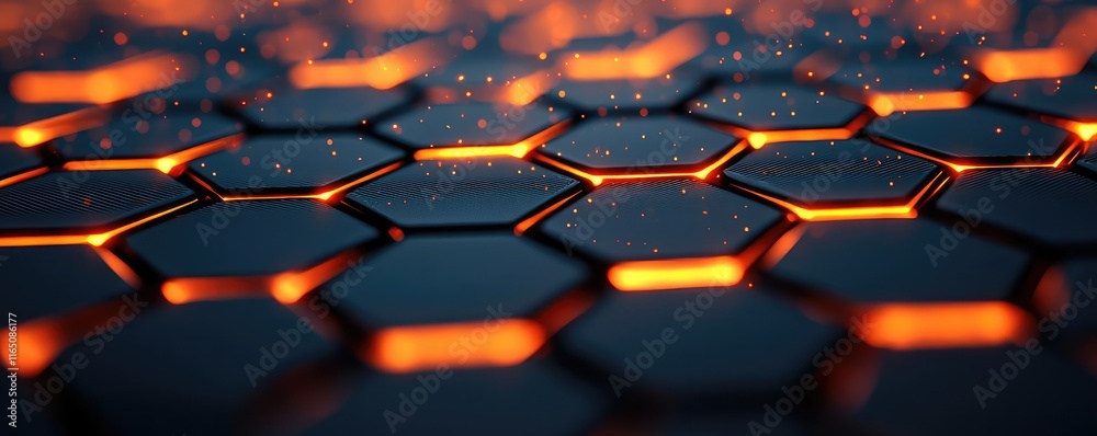Poster Sparkle abstract background concept. Abstract hexagonal pattern with glowing edges on a dark background.