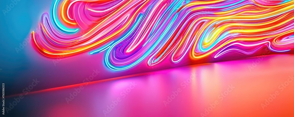 Poster Graffiti abstract background concept. Vibrant neon light trails creating a dynamic and colorful visual effect.