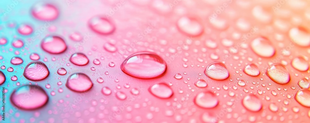 Poster droplets abstract background idea. colorful water droplets on a surface, creating a vibrant and refr