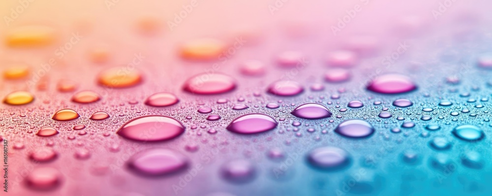 Poster droplets abstract background idea. colorful water droplets on a surface, creating a vibrant abstract