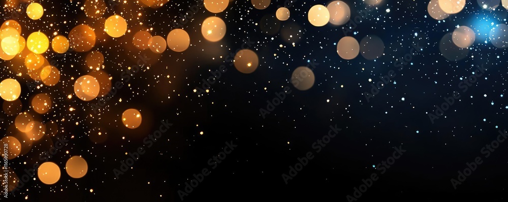 Poster Sparkle abstract background concept. A mesmerizing blend of vibrant bokeh lights on a dark backdrop, perfect for creative projects.