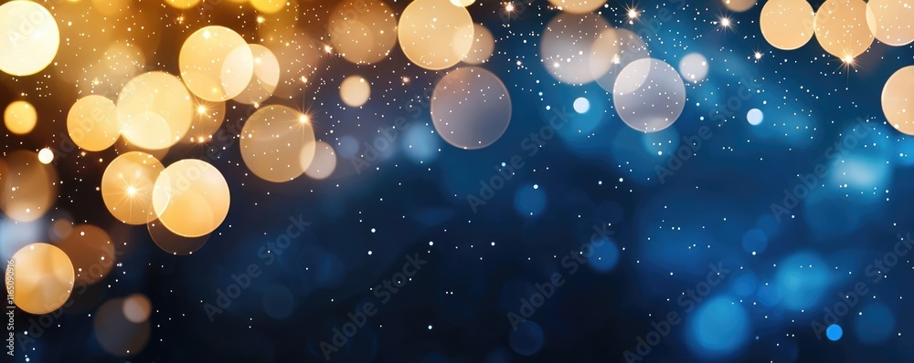 Aufkleber Sparkle abstract background concept. Abstract bokeh with bright golden and blue lights creating a dreamy background effect.