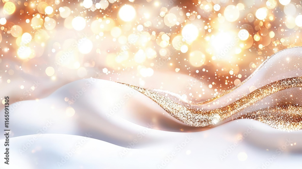 Poster Sparkle abstract background concept. Sparkling golden waves on soft fabric create a dreamy and elegant background.