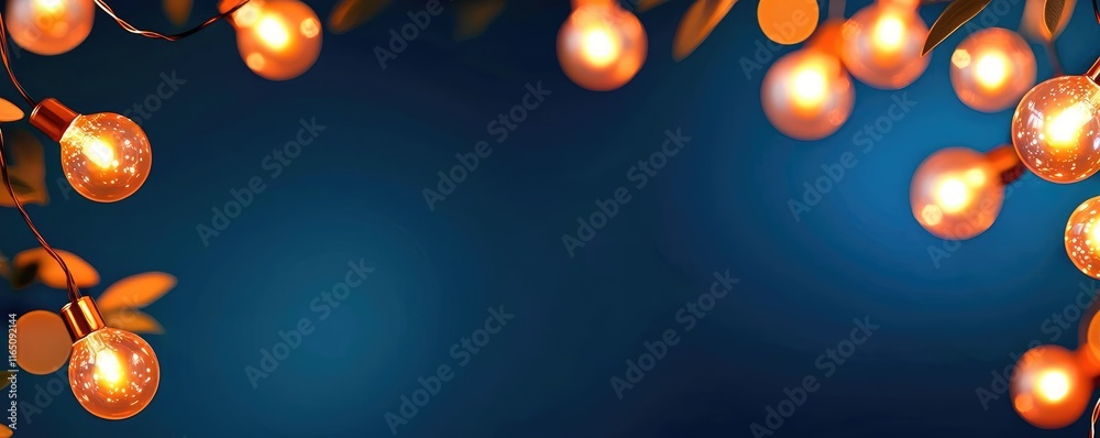 Aufkleber sparkle abstract background concept. warm string lights create a cozy atmosphere against a deep blue