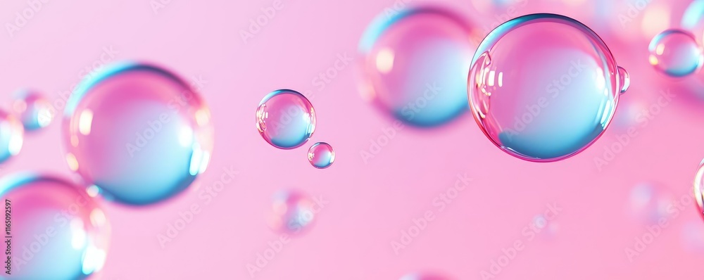 Aufkleber droplets abstract background idea. colorful bubbles floating against a soft pink background, ideal f