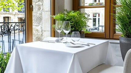 Fototapeta premium Elegant table setting near window.