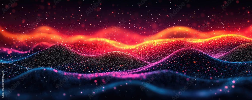 Poster Sparkle abstract background concept. Vibrant and colorful wave patterns create a mesmerizing digital visual experience.
