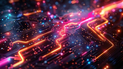Fototapeta premium Abstract Circuit Board with Glowing Lines