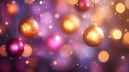 Obraz premium Festive Glittering Ornaments Hanging Against Blurred Lights