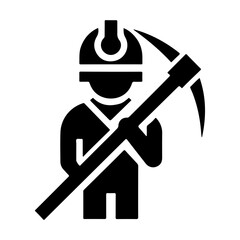 Sleek Miner Icon Vector with a Clean Silhouette, Perfect for Mining and Industry-Related Concepts
