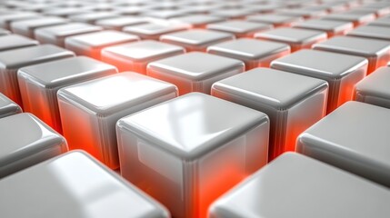 Fototapeta premium Glowing cube among many white cubes.