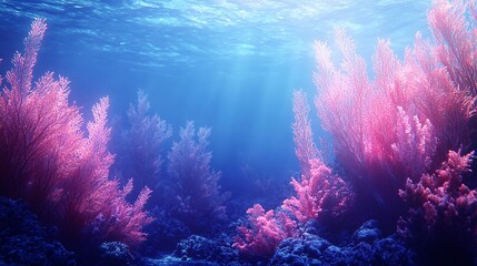 Naklejka premium Coral reefs softly swaying in the gentle undersea current