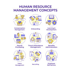 Fototapeta premium HRIS multi color concept icon. Human resource information system. Software for HR managers tasks. Round shape line illustration. Abstract idea. Graphic design. Easy to use in presentation