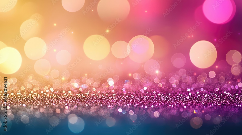 Poster Sparkle abstract background concept. Colorful bokeh background with sparkling lights and shimmering textures.