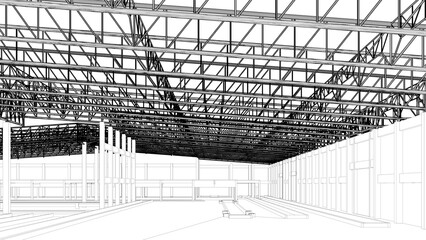 3D illustration of industrial project