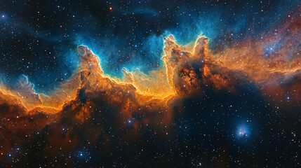 Fototapeta premium An interstellar nebula with colors softly merging in the vacuum of space