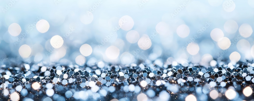 Poster Sparkle abstract background concept. A mesmerizing abstract background with shimmering blue bokeh lights and glitter.