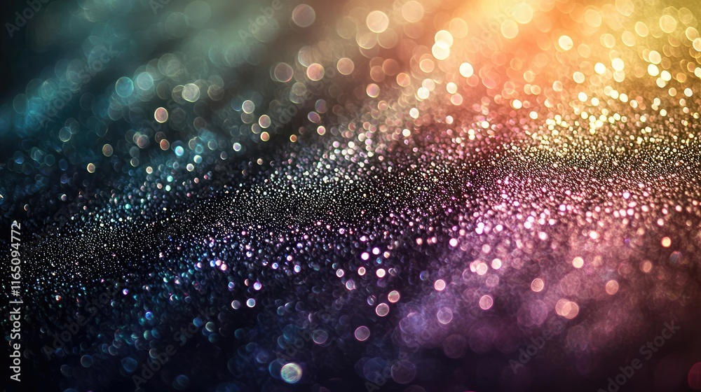 Poster Sparkle abstract background concept. Colorful bokeh background with sparkling light effects in various vibrant hues.