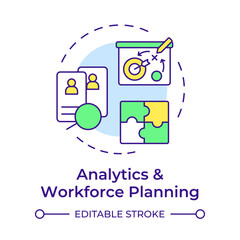 Succession planning multi color concept icon. Developing employees potential. Human resource management system. Round shape line illustration. Abstract idea. Graphic design. Easy to use in brochure