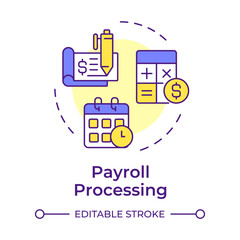 Time and attendance management multi color concept icon. Working hours. Human resource information system. Round shape line illustration. Abstract idea. Graphic design. Easy to use in brochure