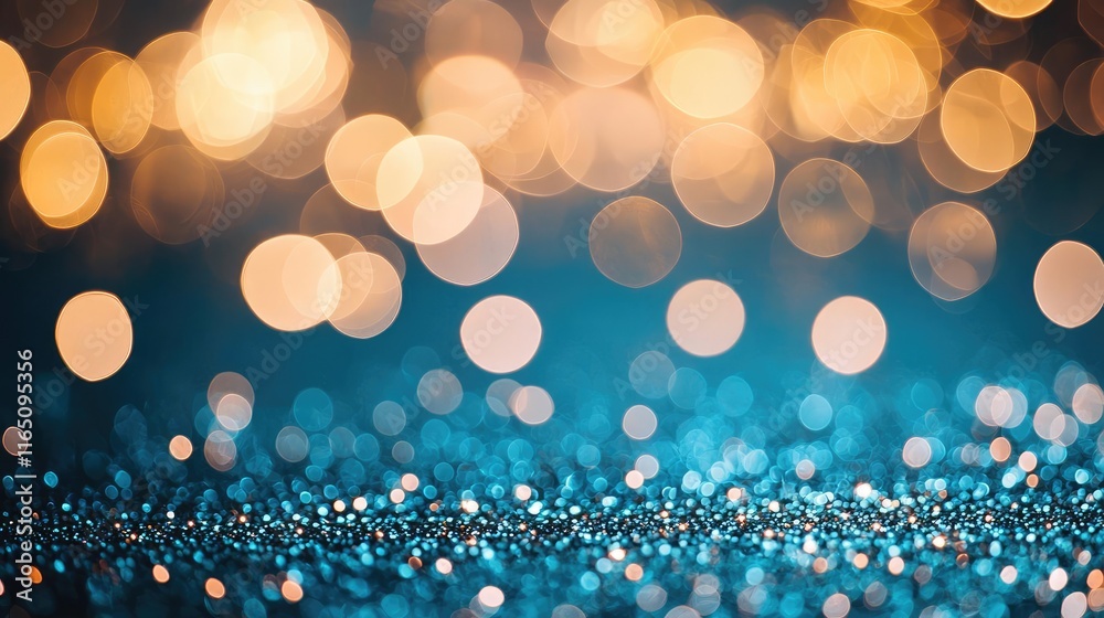 Poster Sparkle abstract background concept. Glistening bokeh lights create a vibrant and captivating background for any design project.