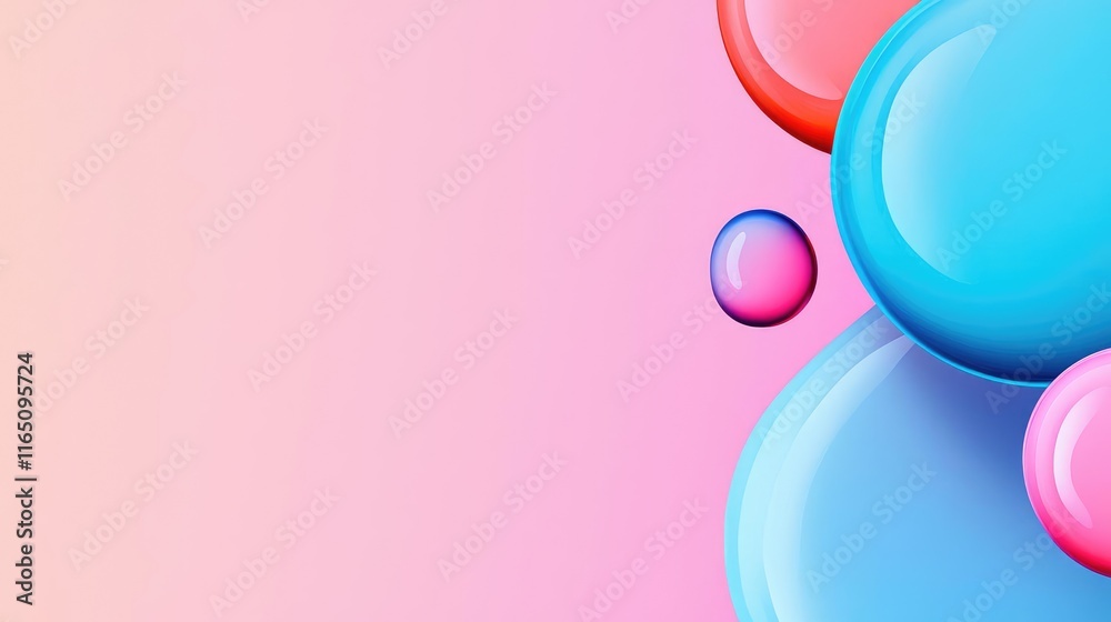 Poster Droplets abstract background idea. Colorful abstract circles with a smooth gradient background for creative designs.