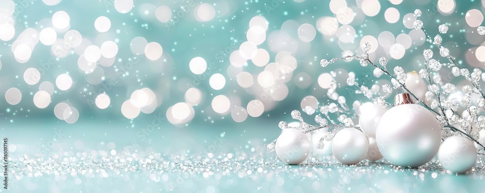 Aufkleber sparkle abstract background concept. soft holiday decorations with shimmering lights and white ornam