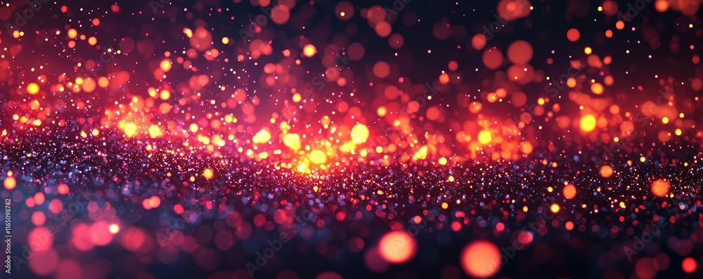 Poster Fireworks abstract background idea. Vibrant bokeh lights shimmer in colorful patterns, creating a mesmerizing visual effect.