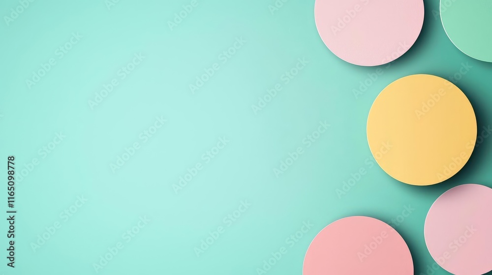 Poster Circles abstract background concept. Colorful circular shapes on a soft pastel background for modern design projects.