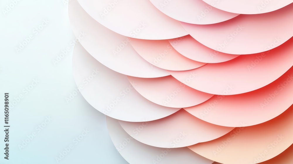 Poster Circles abstract background concept. Abstract design featuring layered circles in soft pink and white hues, ideal for backgrounds.