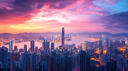 Fototapeta premium Panoramic View from Conference Office Room Overlooking Cityscape