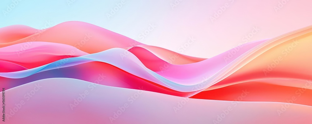 Aufkleber Cosmic abstract background idea. Abstract wavy lines in soft pastel colors create a serene and soothing visual effect.