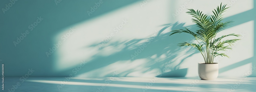 Wall mural a stylish empty space with a soft turquoise-colored background, creating a modern and cool atmospher