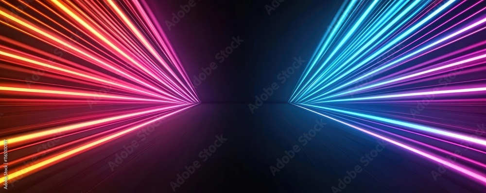 Poster fireworks abstract background idea. vibrant neon light beams converging in a captivating digital lan