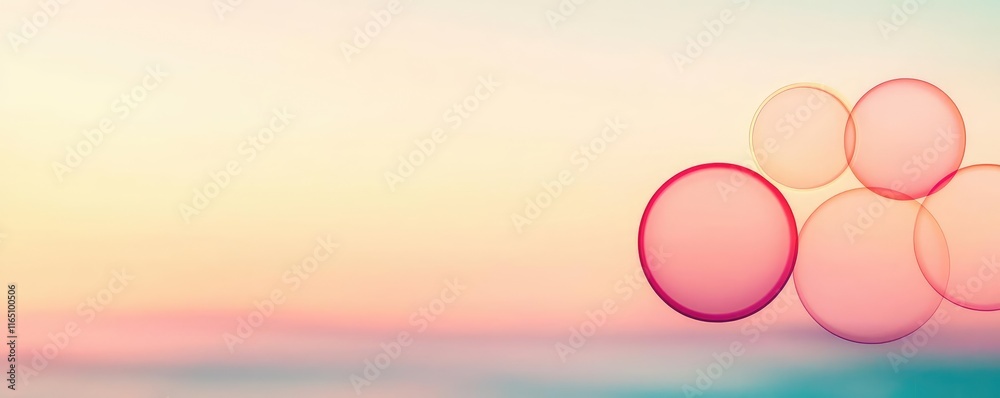 Aufkleber Circles abstract background concept. Soft pastel bubbles float gently, creating a serene and calming atmosphere.
