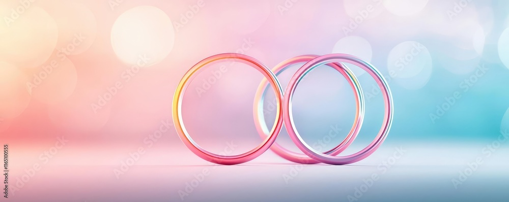 Poster Circles abstract background concept. Elegant rings on a colorful background symbolizing love and commitment.
