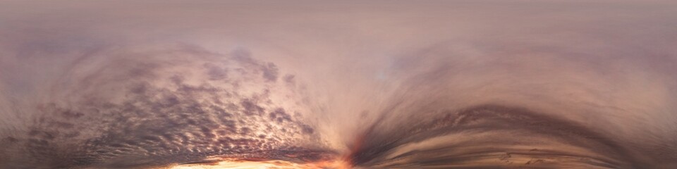 Dark moody rain clouds in dramatic overcast sky. Seamless 360 HDR spherical panorama. Full zenith or sky dome in 3D environment, sky replacement for aerial drone panoramas. Climate and weather change.