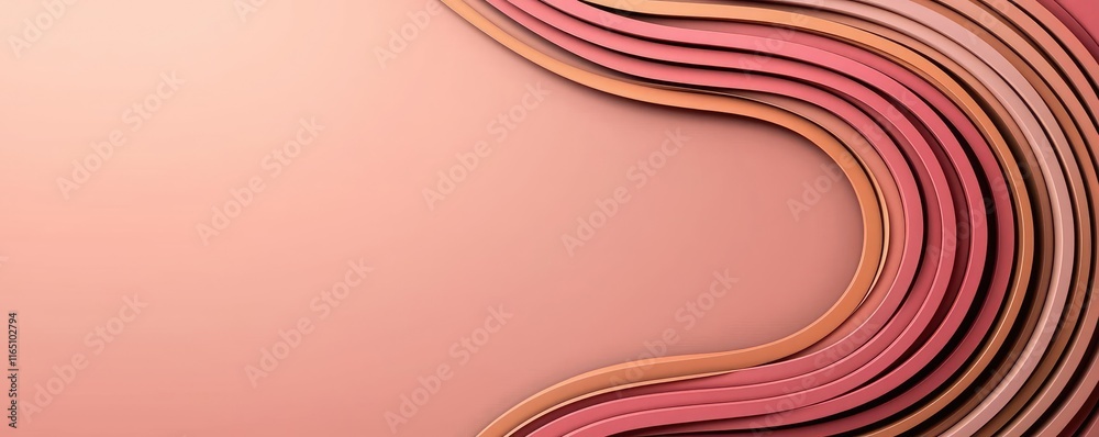 Poster Circles abstract background concept. Abstract design featuring smooth, flowing lines in shades of pink and beige.
