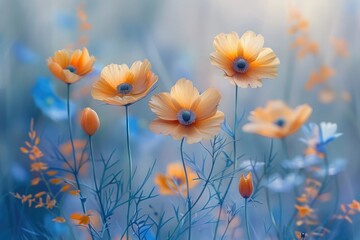 Beautiful canvas of vivid flowers in oil painting