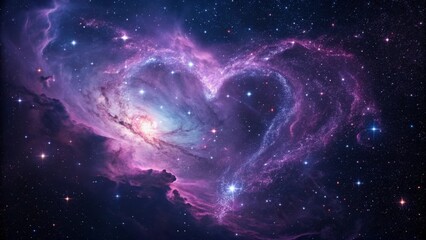 Heart in the space. Abstract background of the universe.