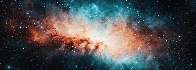 Cosmic abstract background idea. A breathtaking view of a colorful nebula in deep space, showcasing cosmic beauty.