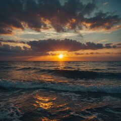 Obraz premium Beautiful sunrise over the sea.
