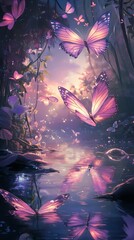 Fototapeta premium Fairy Butterflies On Water