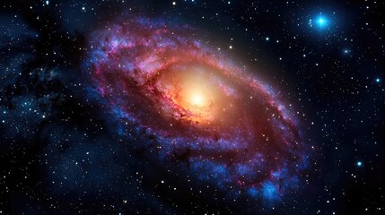 Fototapeta premium Cosmic abstract background idea. A stunning view of a colorful galaxy showcasing cosmic beauty and stellar formations.