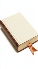 Fototapeta premium 691. 4. a single book with a ribbon bookmark, minimalist style, isolated on a white background, --ar 9:16 --v 6.1 Job ID: f04ad113-6534-45fc-977c-6b53a98c8406