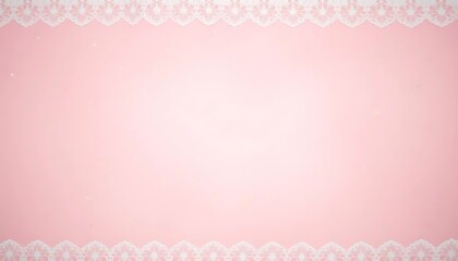 Delicate white lace border on a soft pink background