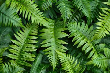 Closeup nature view of tropical fern leaves background